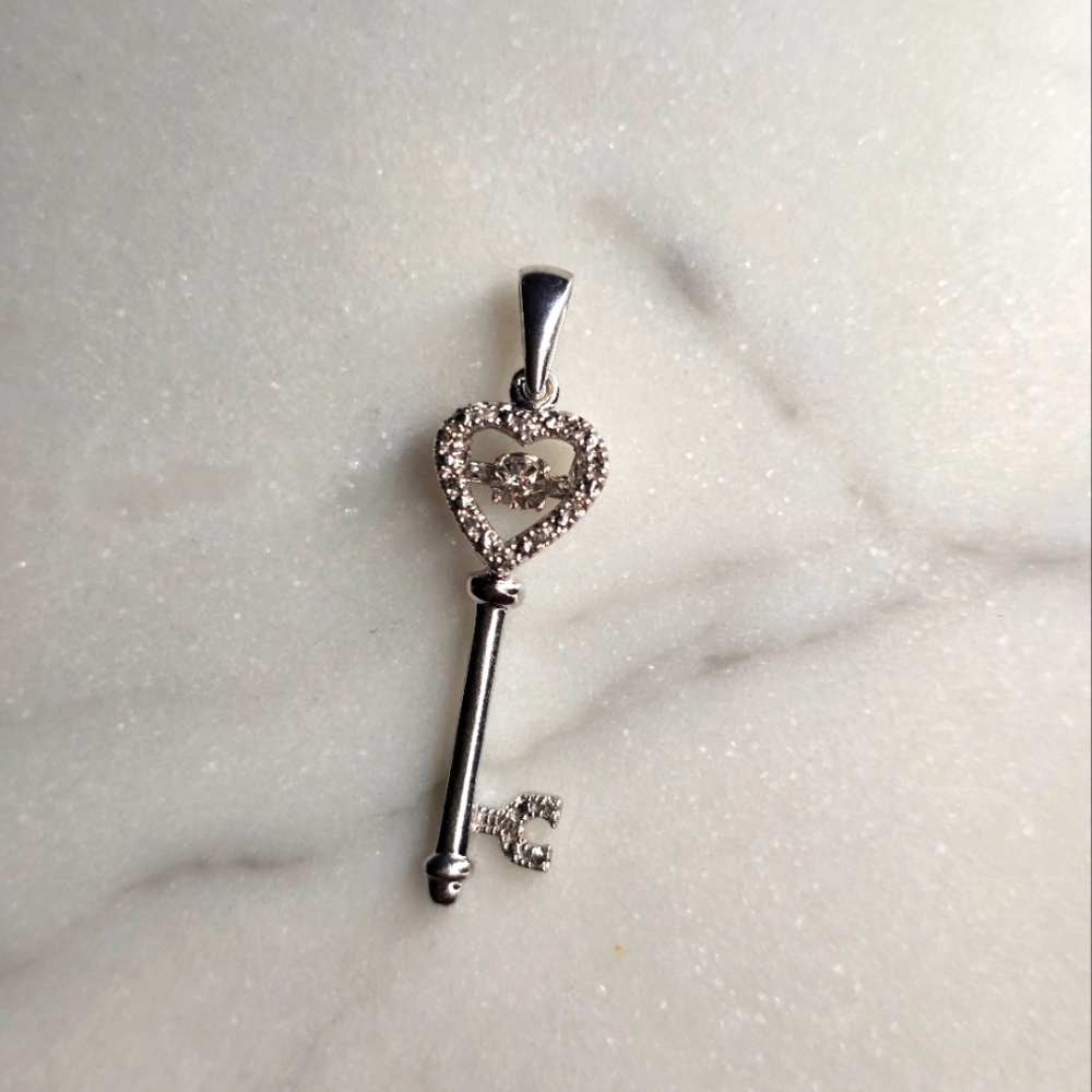 Genuine Diamond And 925 Heartbeat  Pendant
